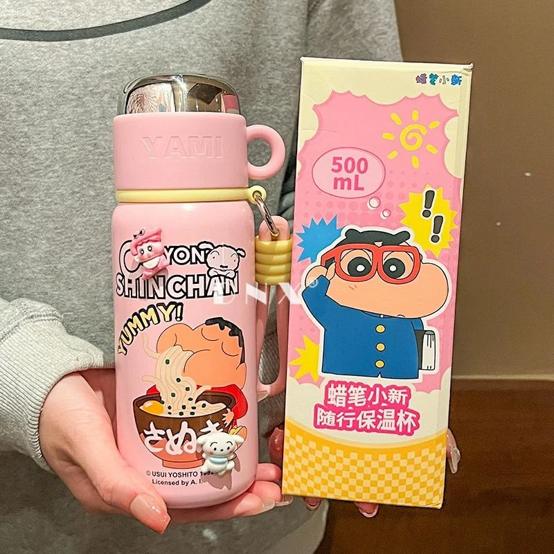 Kawaii 500ml Shin-chan Vacuum Cup Anime Lovely Children Good-looking Stainless Steel Water Cup Student High-capacity Cartoon Cup