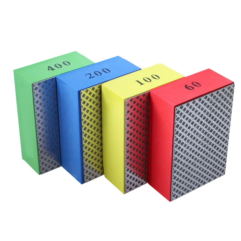 Polishing Block, 4Pcs Diamond Hand Polishing Pads For Sanding Concrete Glass Stone Granite Marble 60 ,100 ,200 ,400