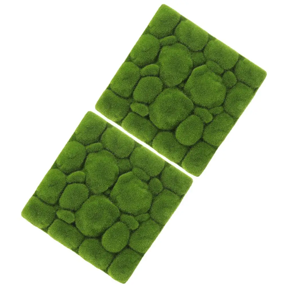 2 Pcs Plants Artificial Moss Board Faux Panel Wall Ornament Foam Mat Fake Micro Scene