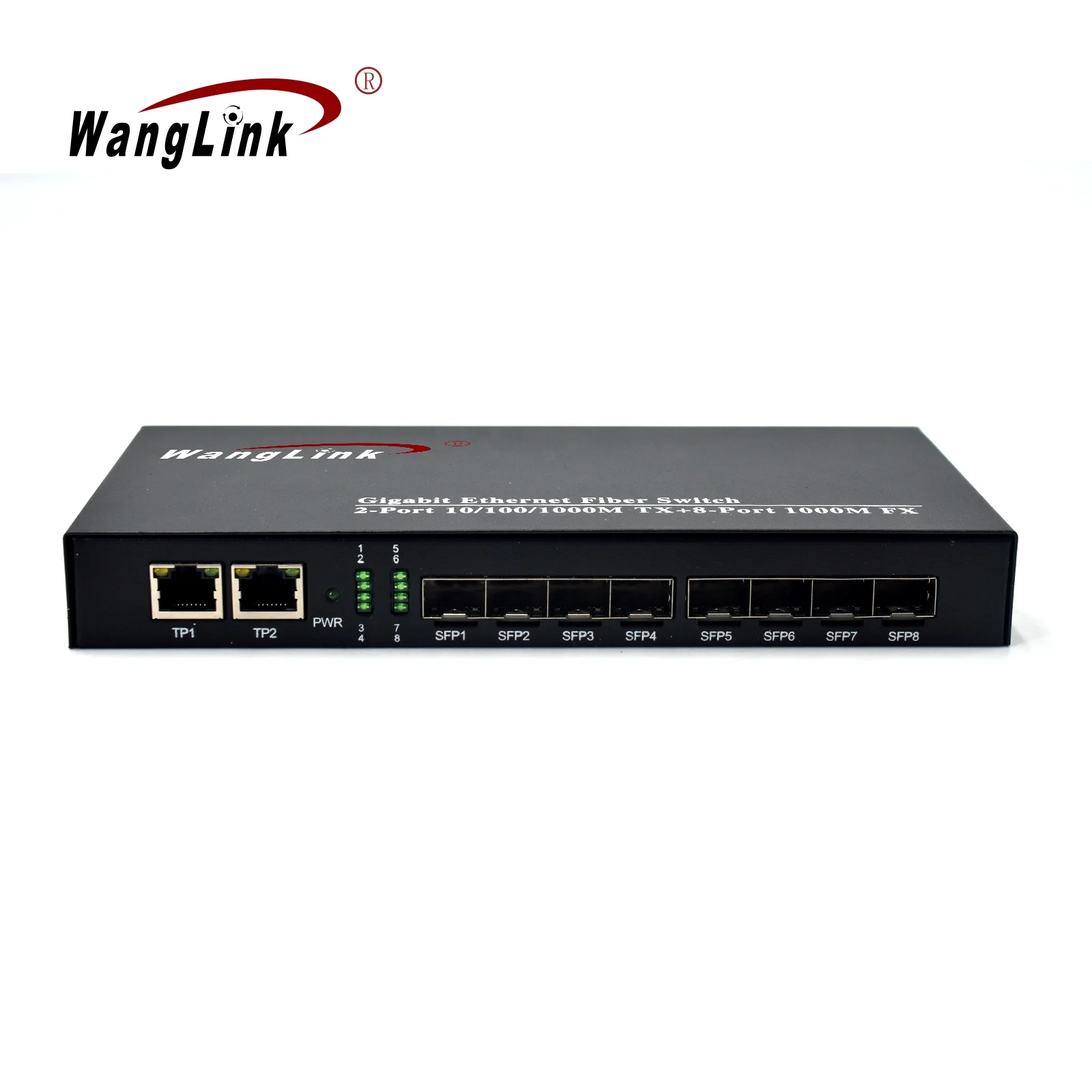 Wanglink 10/100/1000 M Gigabit BIDI SM 8 SFP& 2 RJ45 Ports switch 8 port SFP Single Fiber Media Converter