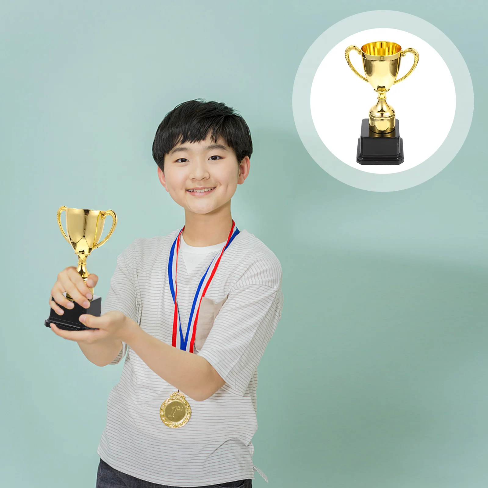 

2 Pcs Trophy Kids Trophies for Rewards Gold Award Plastic Mini Prop Winning Prizes Child