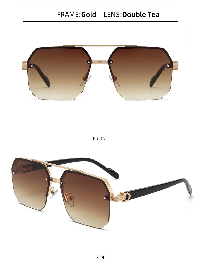 Piloten-Sonnenbrille für Herren, flache Oberseite, halber Rahmen, UV400-Sonnenbrille, klassisch, für Reisen, lässig, Vintage-Sonnenbrille – Detail 11