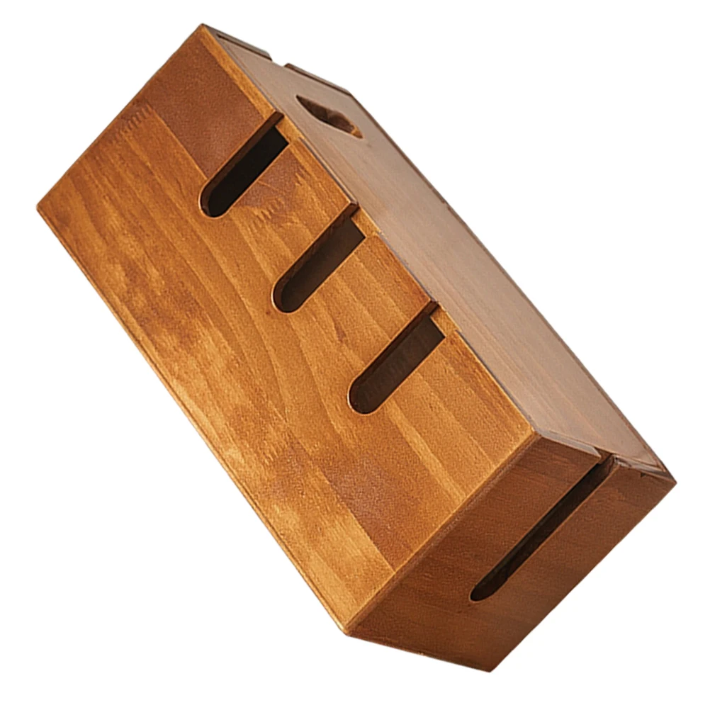 

Solid Wood Cable Management Box Desk Organizer Rustic Cord Hider Power Wifi Storage Solution Wire Tidy Household Collection Tool