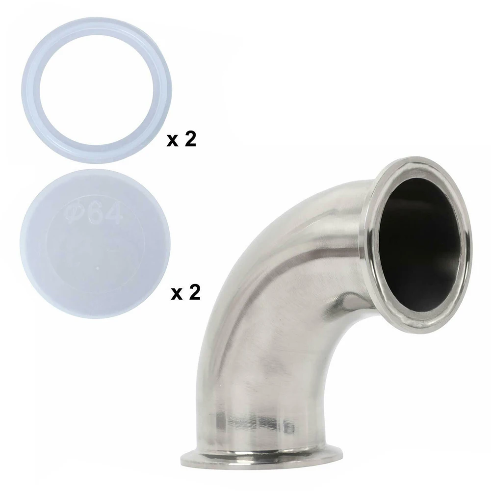 

1pc 2inch Sanitary Ferrule Elbow 90 Degree Pipe Fitting Stainless Steel Tri Clamp Elbow Sanitary Fittings With Silicone Washers