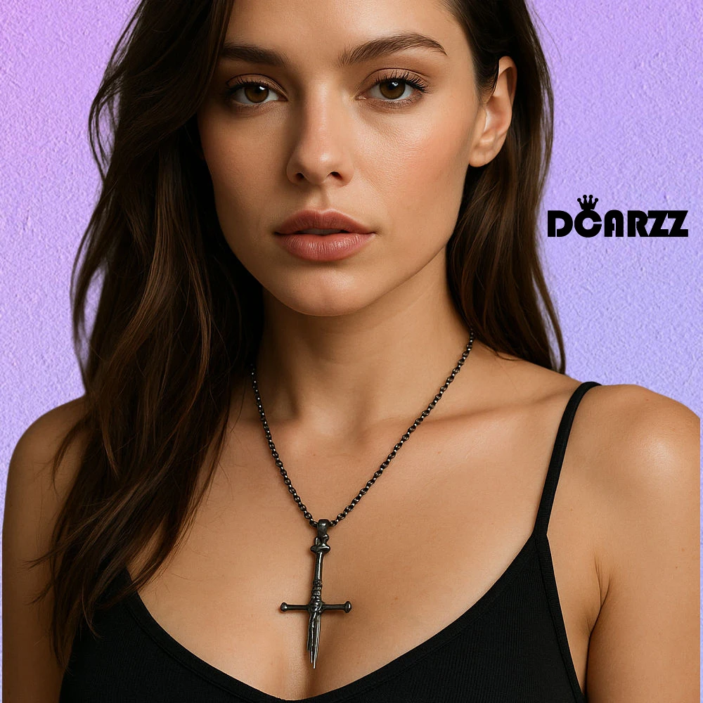 DCARZZ Broken Sword Necklace Metal Retro Style Punk Sword Pendant Neck Chain Punk Jewelry for Women Man