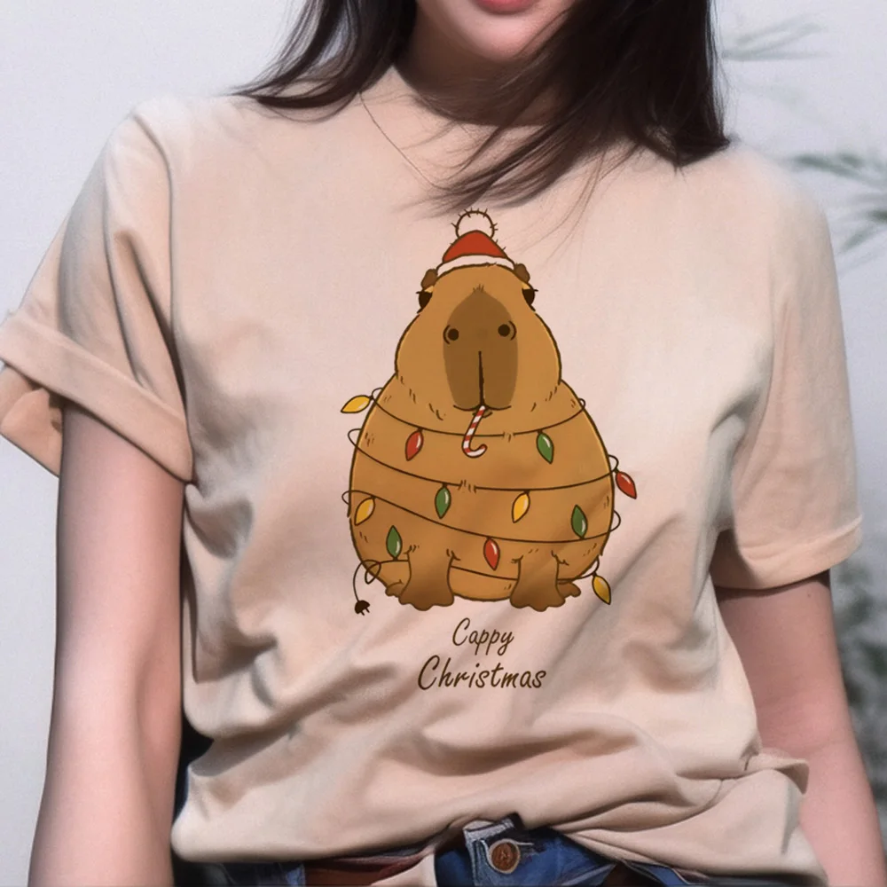 

Capybara t shirt women anime top girl manga clothes