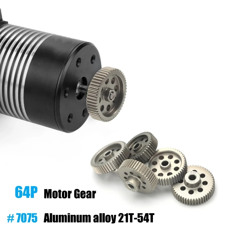

21T-54T Metal Motor Gear 64P 7075 Aluminum Hardening Treatment Metal Gear For 1/10 Flat Road Vehicle RC Car Parts