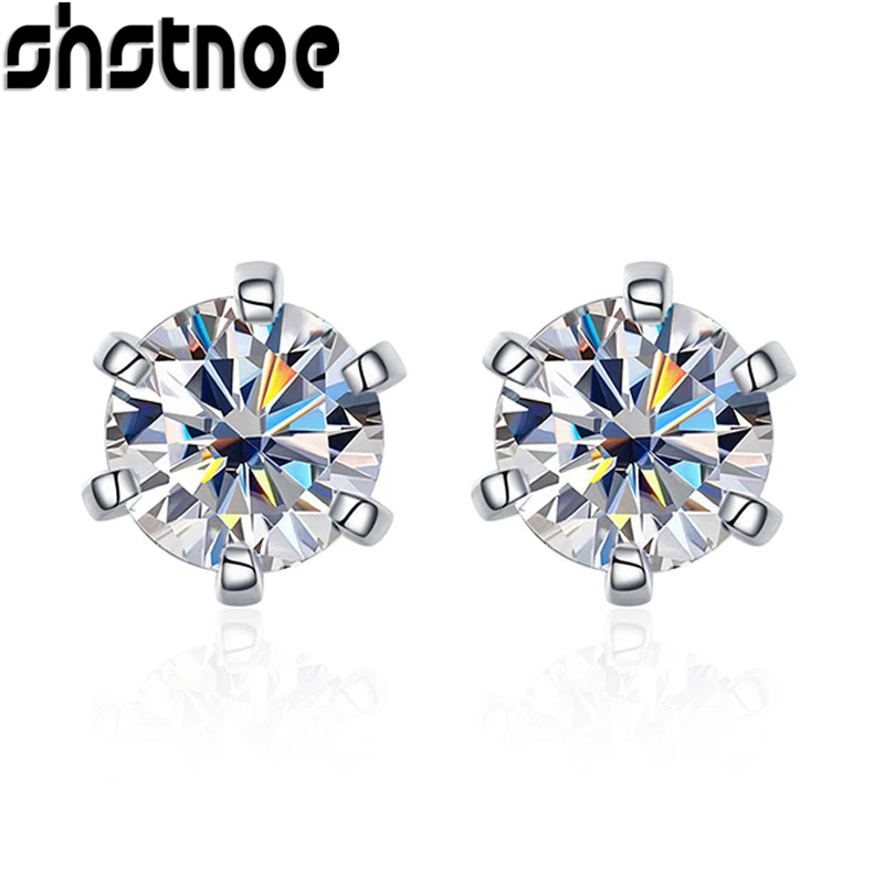 

SHSTONE 1ct D VVS1 Moissanite Earrings for Women Wedding Fine Jewelry with GRA Certificate s925 Sterling Sliver Stud Earring