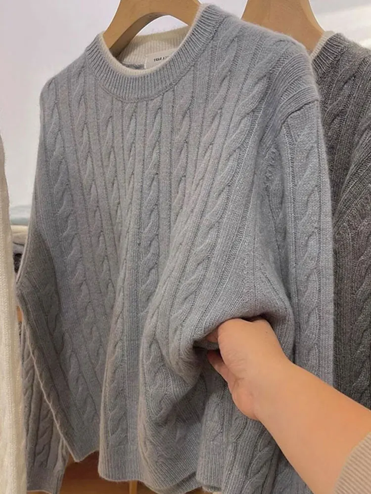 Chic Comfortable Long Sve Knitted Sweater Fake Two-Piece Casual Design Spring Autumn Winter Lazy Sle Faionable Twist