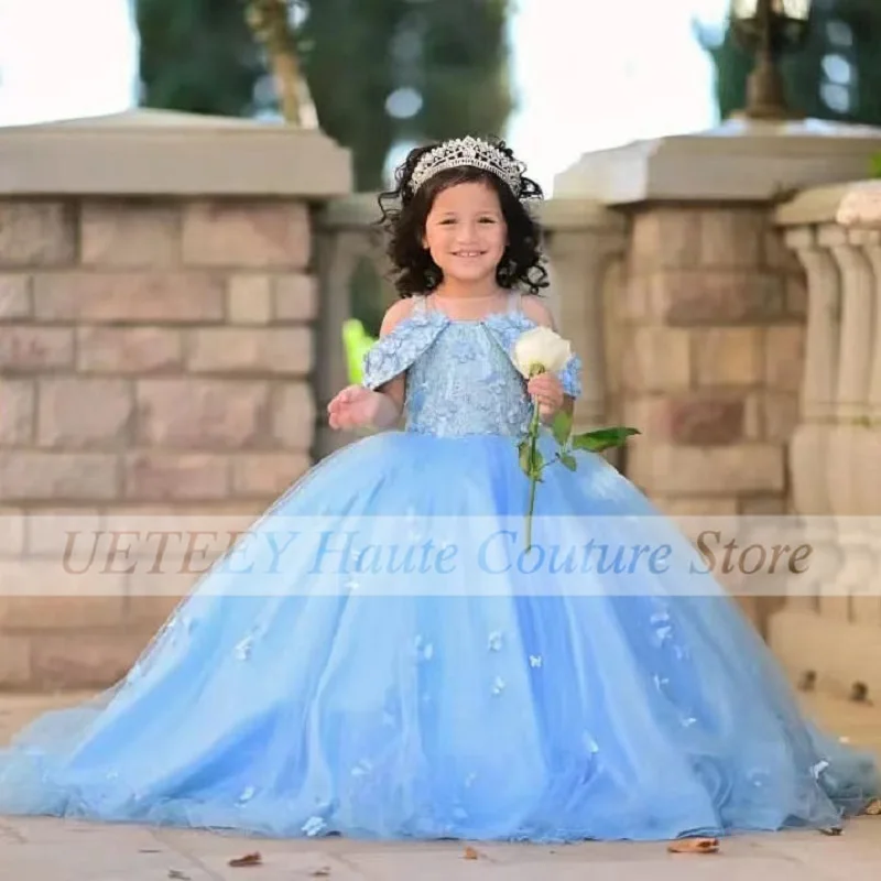 New Custom Baby Girls Birthday Dress Wedding Flower Girl Dresses With Appliques Mother Daughter Gown Kids Pageant Gowns