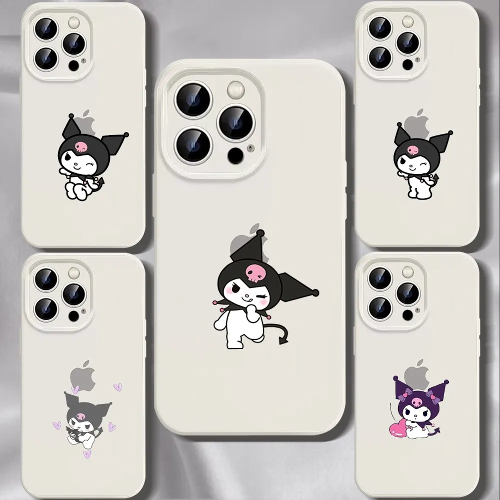 Cute K-Kurome Phone Case For Iphone 11 13 14 Pro Max X Xr Xs Max Se2020 12mini White Cover Case