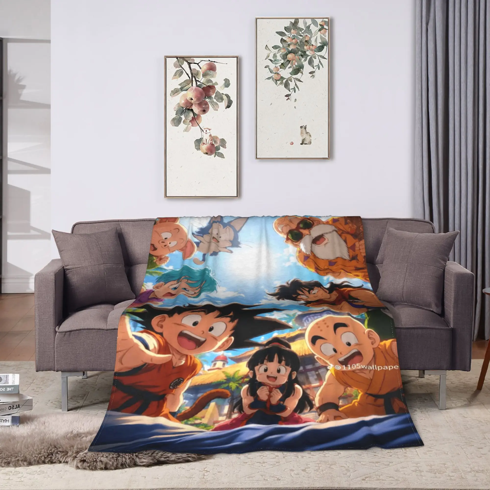 D-Dragon Anime Warm Cozy Blanket For Sofa Home  Print Throw Blanket Winter Plane Travel Flannel Bedspread