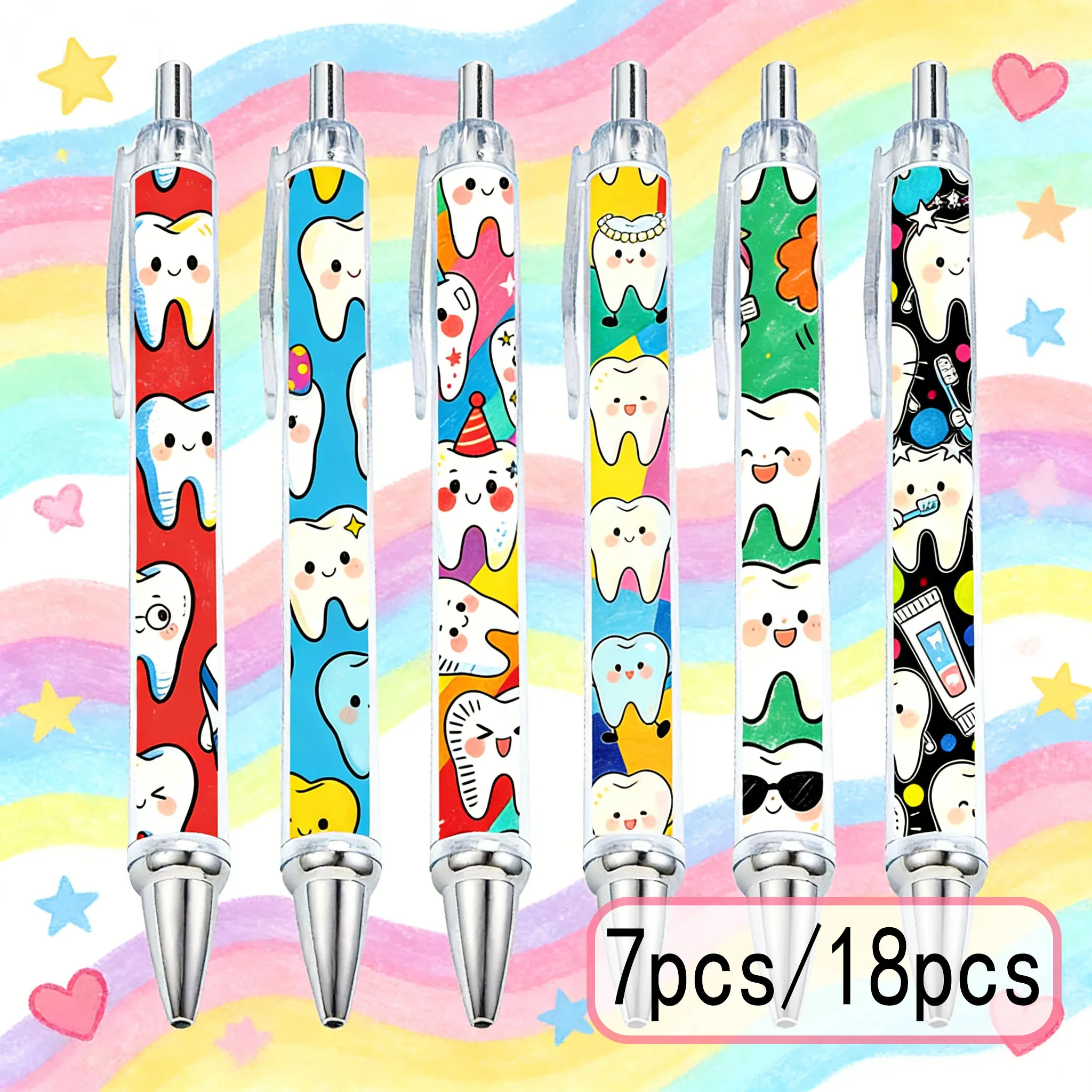 

7 шт./18 шт., креативные выдвижные шариковые ручки в форме зубов на тему полости рта и здоровья, ручки для подписи для студентов
