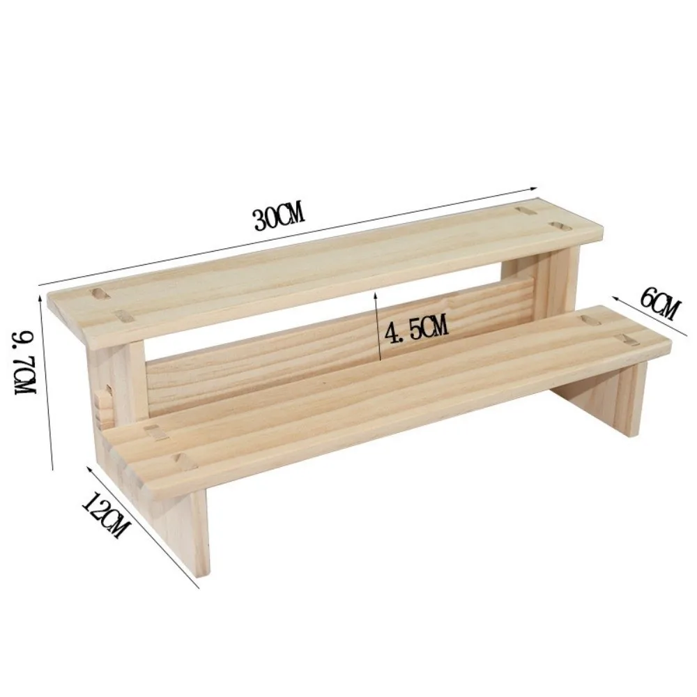 2/3/4-Tier Wood Display Rack Tiered Structure Easy to Install Plant Storage Rack Open Front Space Saving Jewelry Display Stand