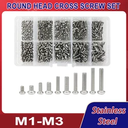 M1 M1.2 M1.4 M1.6 M2.5 M3 Metric Thread Machine Bolt Phillips Round Head Cross Screw Box Set 304 Stainless Steel  Assortment Kit