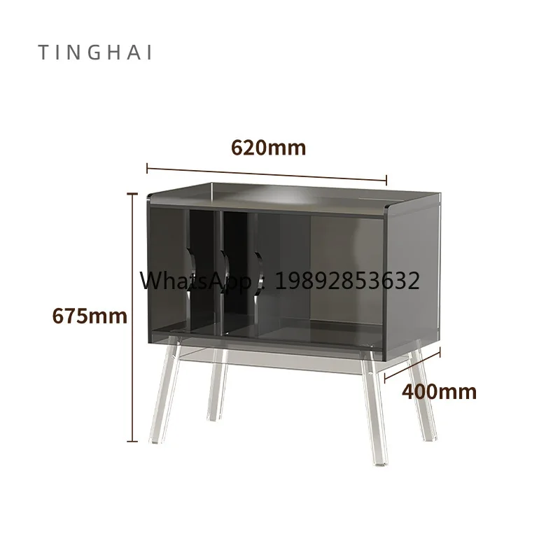 DF  Transparent Vinyl Record Player Display Stand for Living Room Bedroom Study Album Storage Side Table