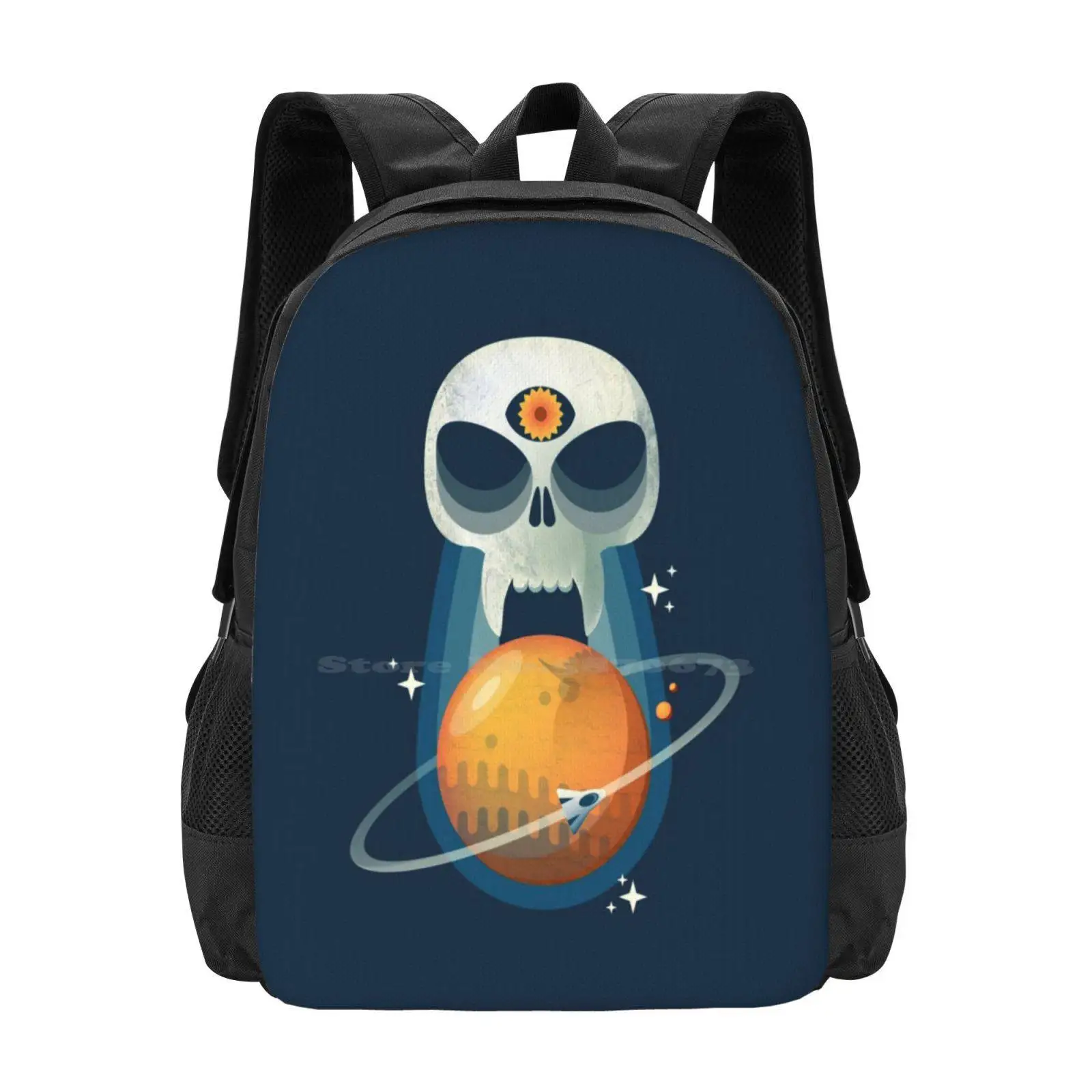 

Death On The Red Planet Hot Sale Schoolbag Backpack Fashion Bags Retro Adventure Mars Sci Fi Planet Skull Death Outer Space