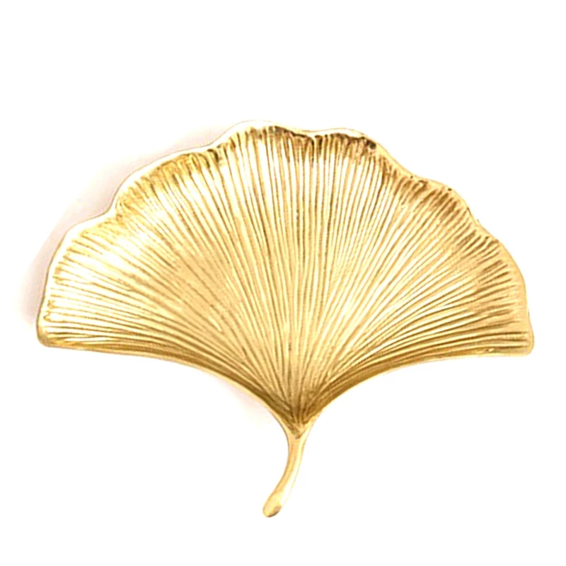 Gold Jewelry Tray Ginkgo Leaf Trinket Dish Vintage Ring Holder Bowl For Bracelet Earring Necklace Organizer Decorative 17X14x2cm