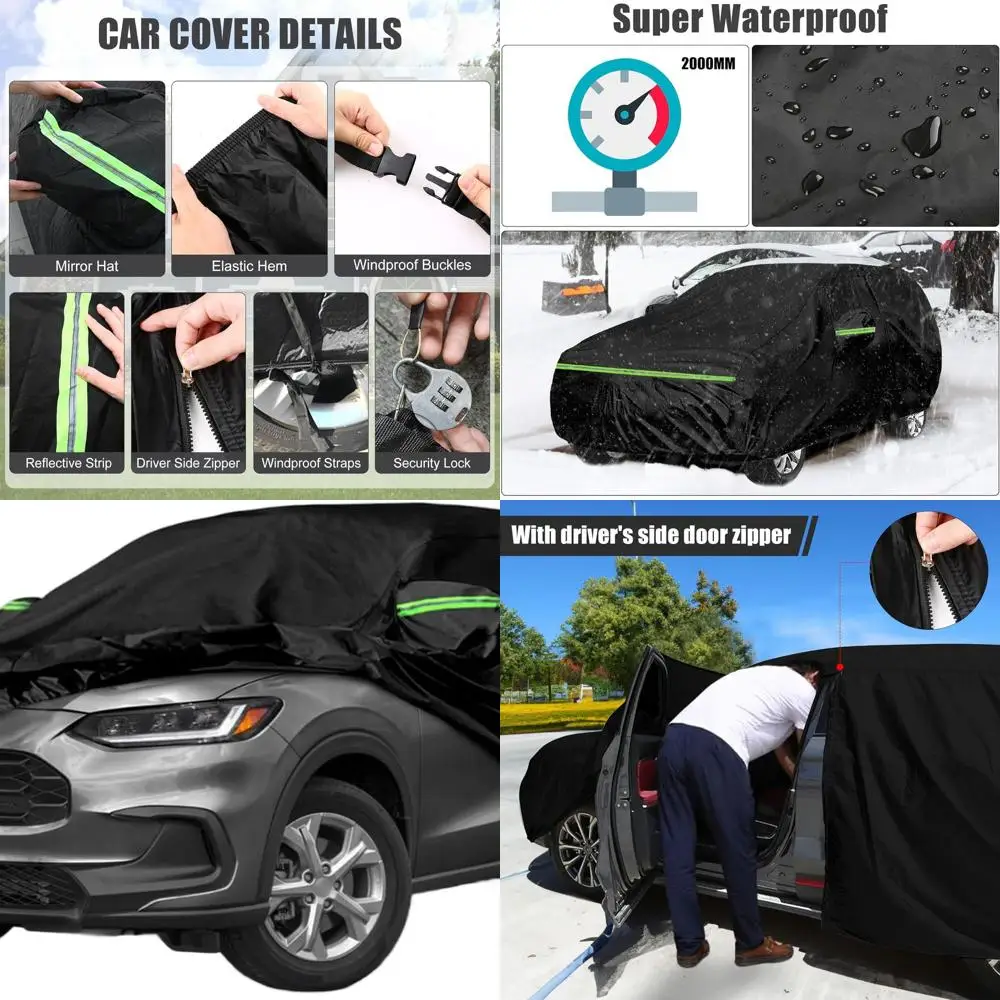 

HR-V 2022-2025 Weatherproof Cover, Black 210T Cotton, Door Zippers for Snow, Rain, Dust Protection