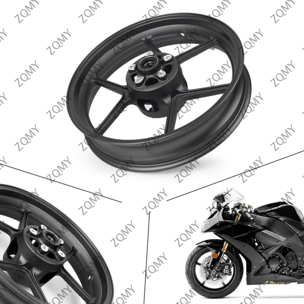 الألومنيوم دراجة نارية الجبهة عجلة ريم لكاواساكي نينجا ZX6R ZX-6R 2005-2017 و ZX-10R ZX10R 2006-2009 ماتي الأسود