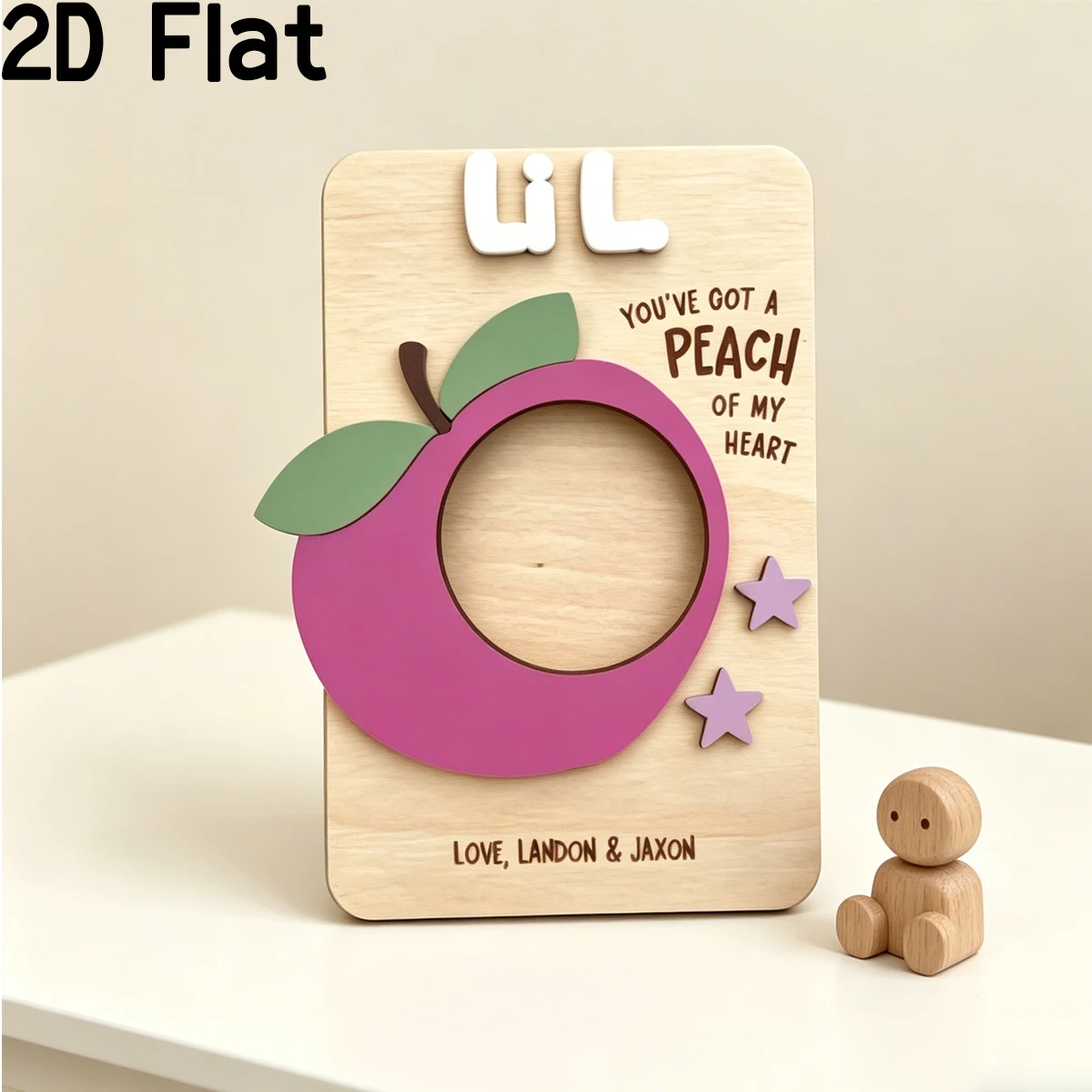 Home Decor Diy - Özel erik rengi ahşap isim plaketi,