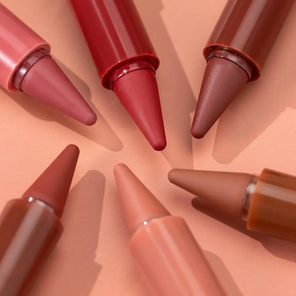 Twist Up Lip Liner Lipstick Pen Multipurpose Powder Blusher Velvet Matte Waterproof Lip Contour Non Stick Cup Lip Rouge Makeup