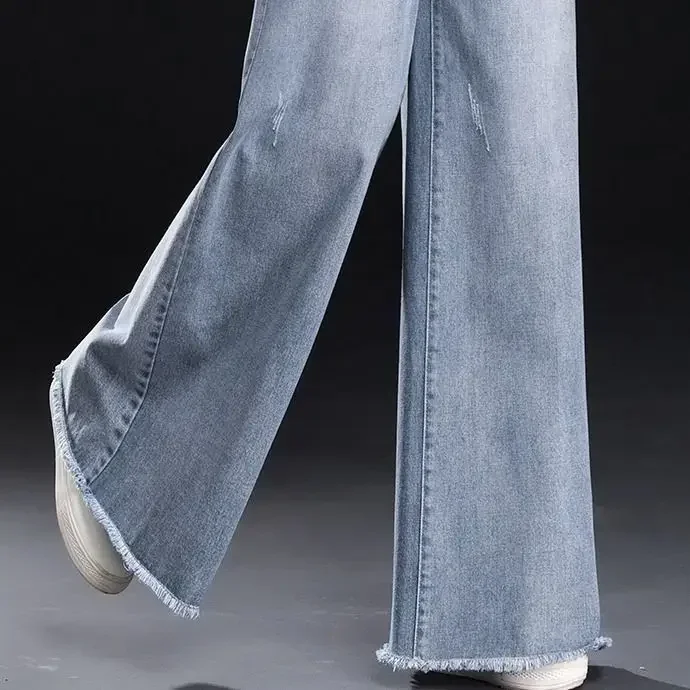 Mom-pantalones vaqueros holgados para mujer, pantalón corto de pierna ancha, ropa de moda, 2024