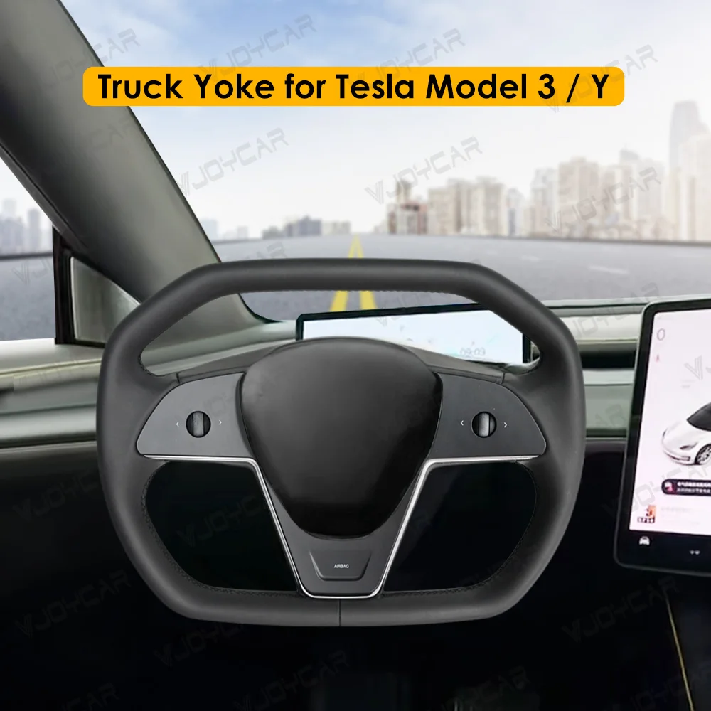 Newest Cybertruck Style Yoke Steering Wheel for Tesla Model 3 Y High-Performance Heating Leather Yoke Handle Accessories