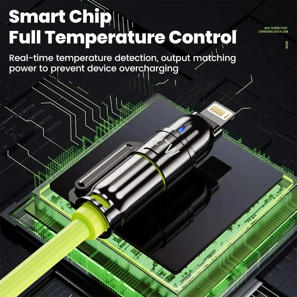 كابل شحن سريع 240 وات 4 في 1 مع سبيكة كيرسيت لهاتف آيفون 17 16 آي باد وسامسونج وشاومي وأجهزة الكمبيوتر اللوحي وكابل USB من النوع C #4