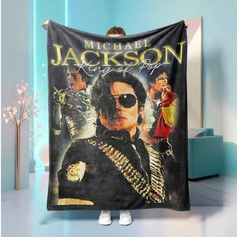 1pc Michael Jackson King of Pop Flannel Blanket, All Season Super Soft Warm Throw Blanket for Bedroom Living Room Camping, Music