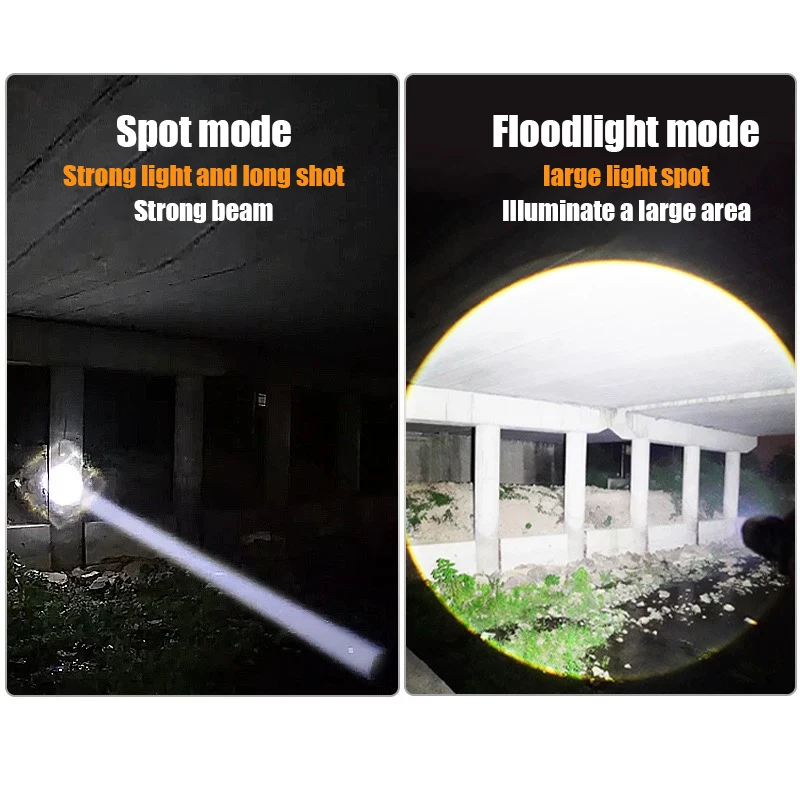 Very Powerful LED Flashlight High Power Rechargeable Tactical Light With COB Lighting Lantern 5 Modes Super Long Range Torch