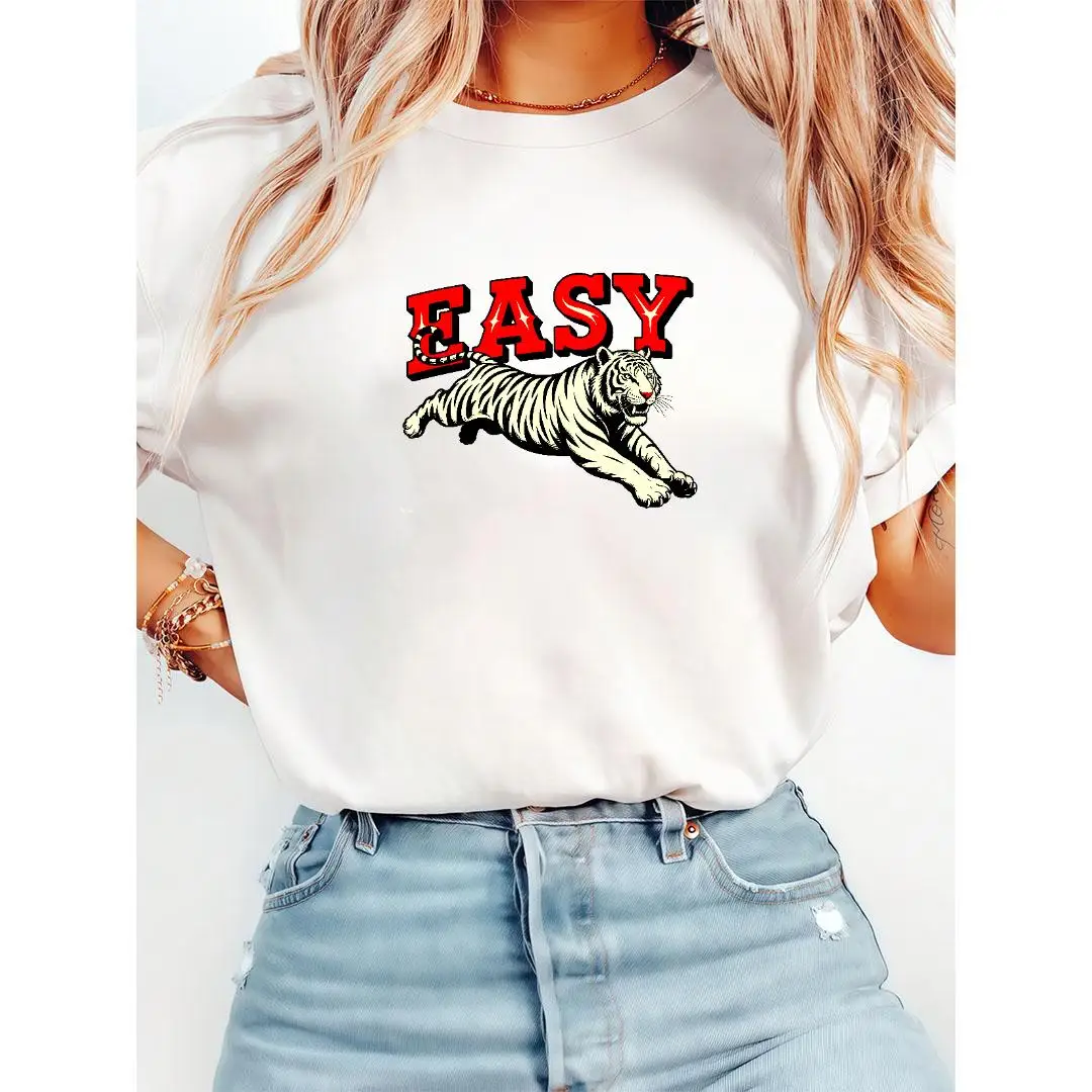 

"Easy T-Shirt for Women | Funny White Tiger Graphic Tee | Vintage Washed Confident Sarcastic Gift"