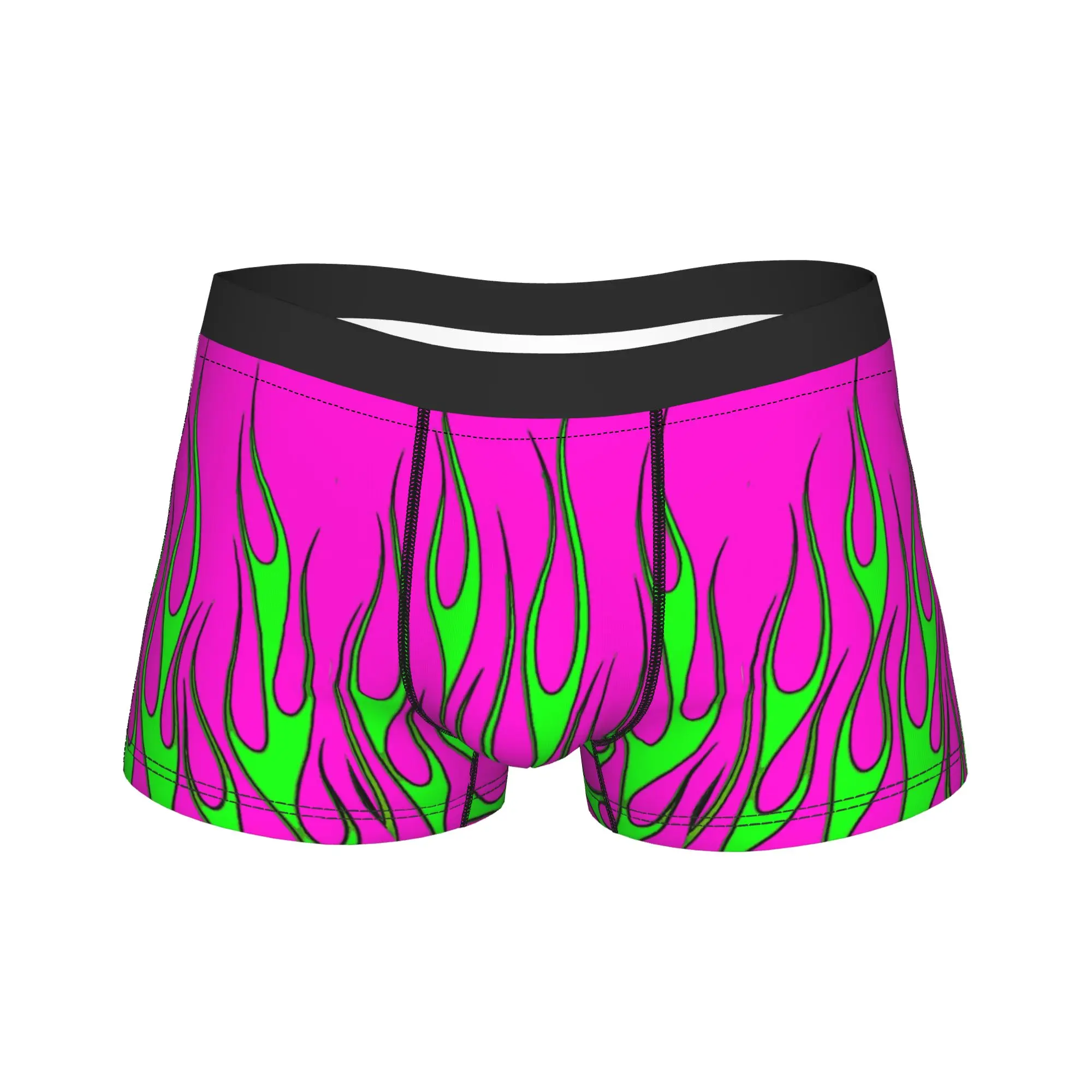Neon Flame Pattern Underwear  Breathable Panties Custom Shorts Briefs For Males Pouch Plus Size Boxershorts