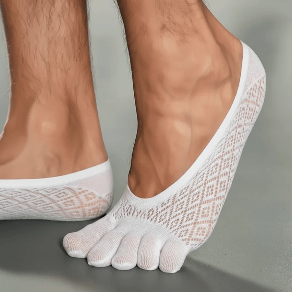 

Thin Non-Slip Five Finger Socks Mesh Grid Breathable No Show Socks Low Cut Elastic Invisible Socks For Women
