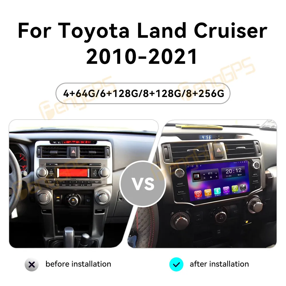 9 Inch Android 14 Car Radio CarPlay For Toyota Land Cruiser 2010-2021 Touch Screen Multimedia Player GPS Navigation Head Unit BT