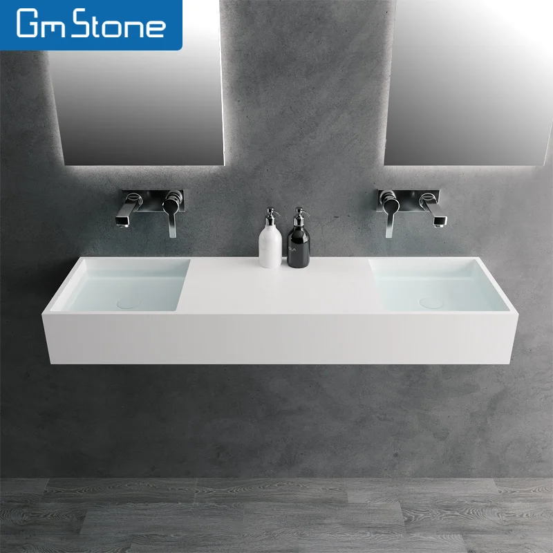 고급 인조 대리석 벽걸이 세면대, 인기 판매 중인 모던 럭셔리 솔리드 서피스 욕실 싱크대