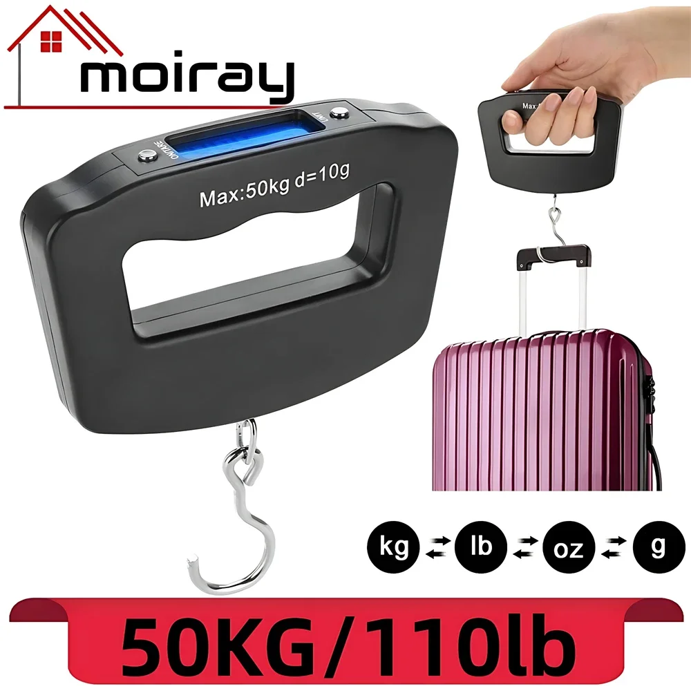 50kg Digital Luggage Scale Portable Suitcase Scale Handheld Electronic Scales Backlight Digital Display Travel Accessories