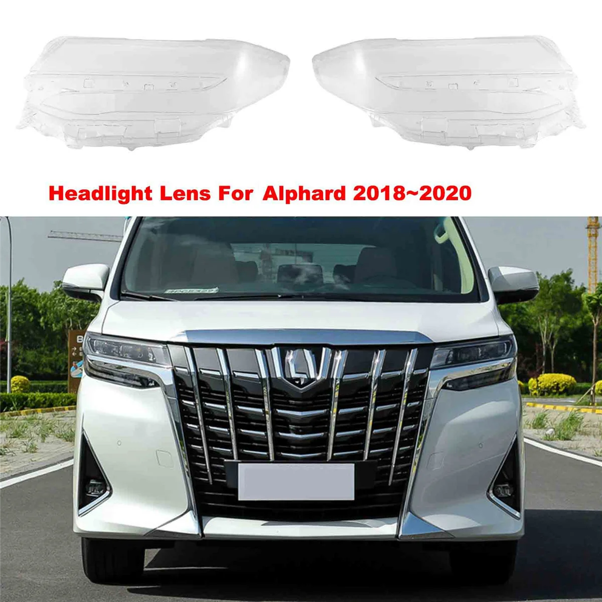 Car Front Right Headlight Lens for Alphard 2018-2020 Car Head Light Lamp Cover Glass Replacement Clear Lamp