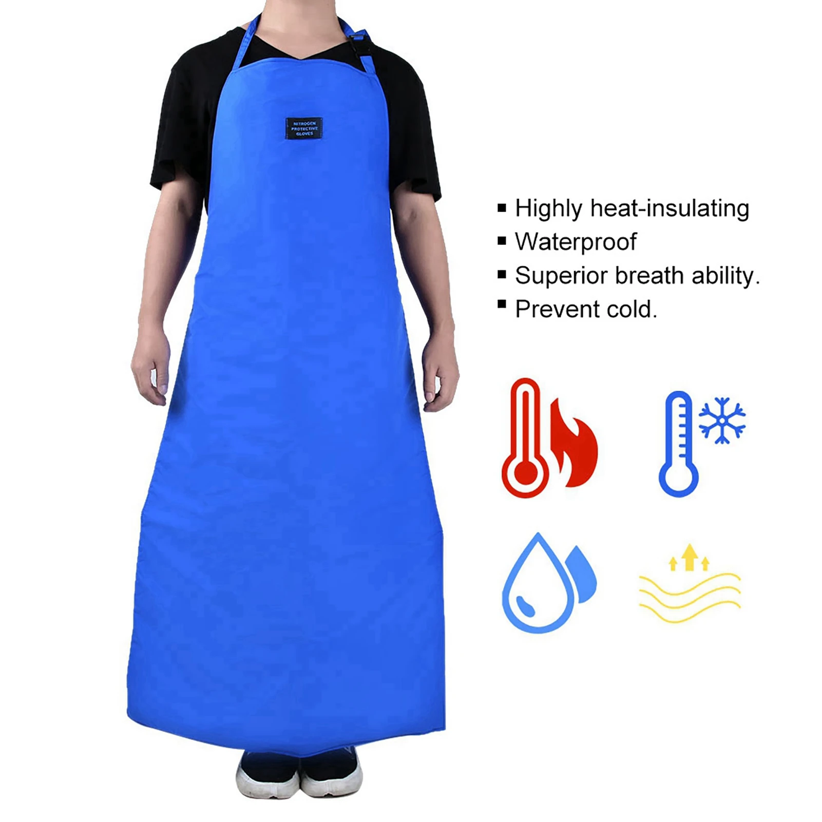 zk30 Safety CryO Apron Cryogenic Ultra Low Temperature Apron Nitrogen Protective job security Blue(90*70cm)