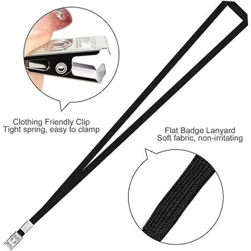 10 ชุดโปร่งใสผู้ถือบัตรคลิปโลหะเชือก ID Tag Badge จัดเก็บพนักงาน Pass Work Card Case กันน้ํา