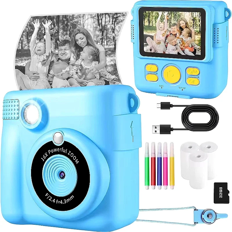 Digital Children Camera For Photography Mini Printer Portable Thermal Instant Print Photo Kids Camera 2.4inch Video Toy Gifts