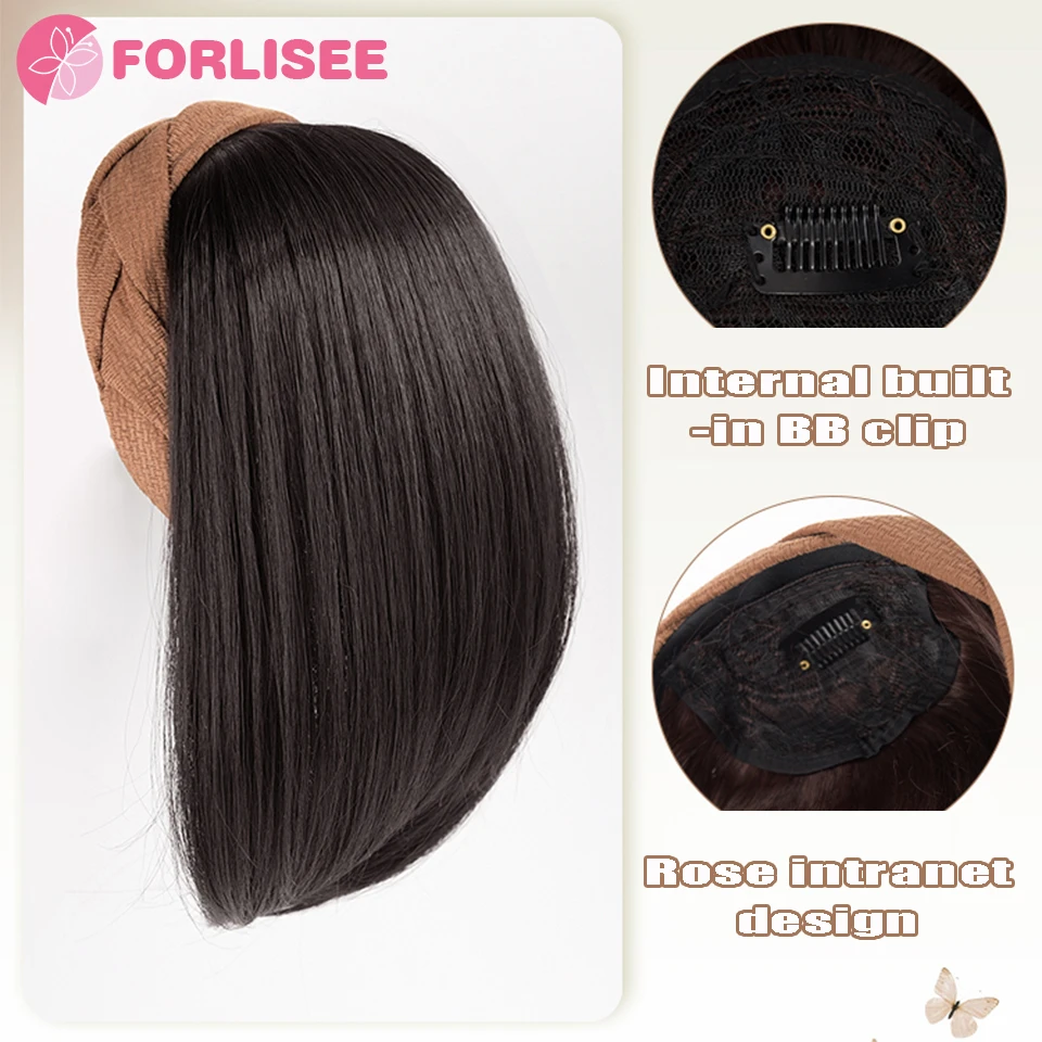 Fishbone Braid Hairband Synthetic Bangs Hair Extension Fake Fringe Natural Hair Clip On Hairpieces For Women Invisible Natural