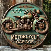 Tin Sign，Vintage Round Aluminum Sign - Retro Metal Tin Sign - Motorcycle Rustic Metal Wall Art ,Room Decor Gift For Motorcycle