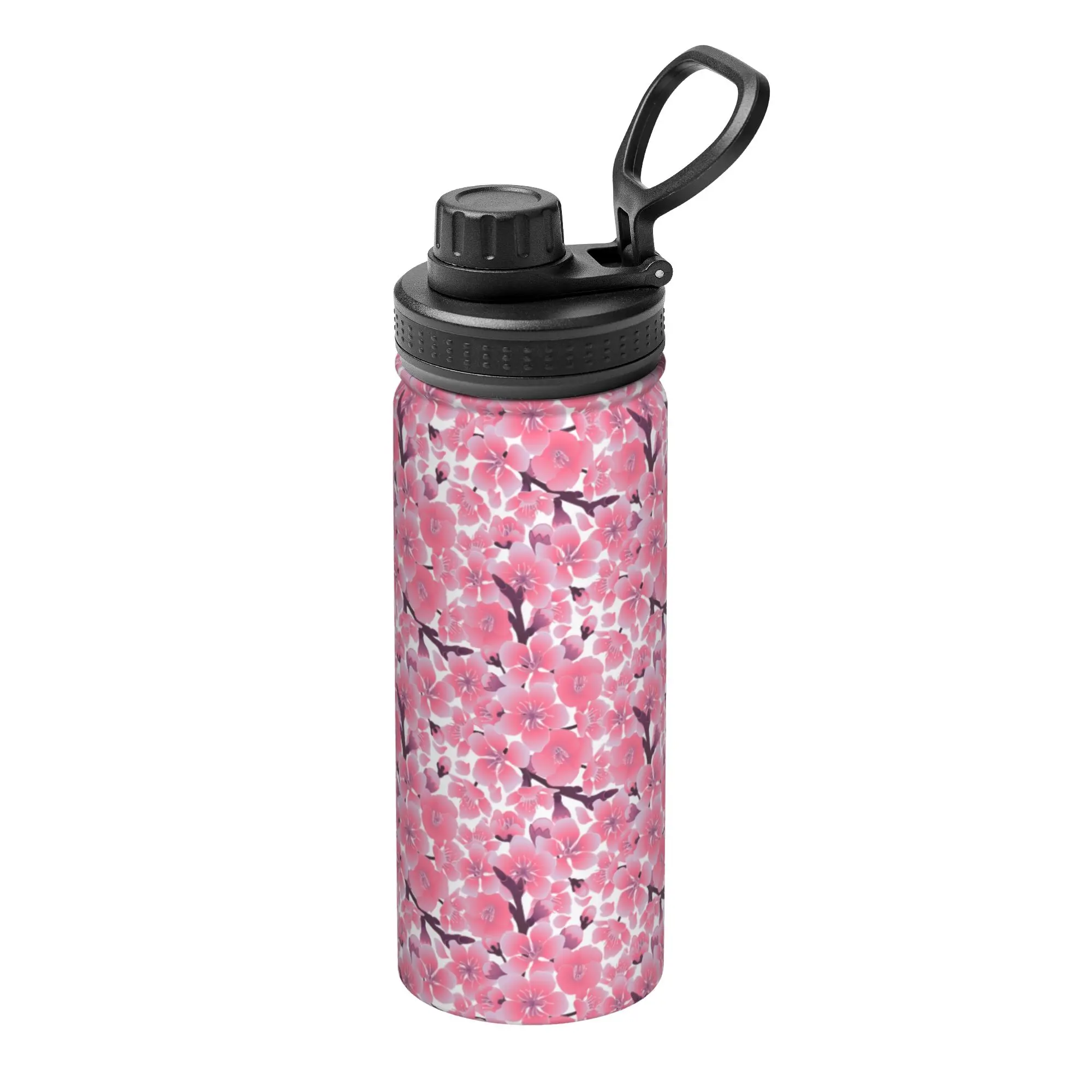 Japanese Sakura Cherry Blossom 18OZ Sports Insulated Kettle  Coffee Cups Stainless Steel Outdoor Mug Hot Cold Drink