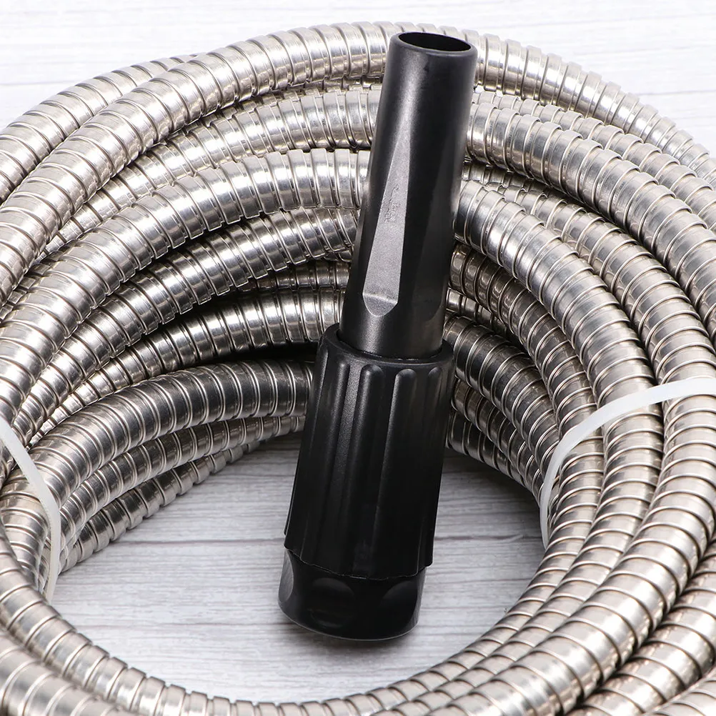 25 Telescopic Garden Hose Heavy Duty Stainless Steel High Pressure Water Pipe Nozzle Included Anti Kink Puncture Proof