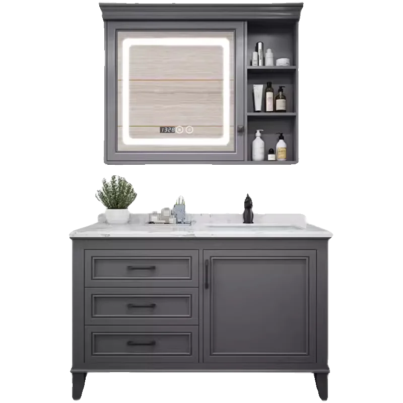 bathroom cabinet, floor-to-ceiling oak bathroom cabinet, washbasin, washbasin combination, washbasin, toilet.