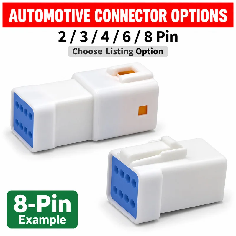 Automotive Cable Connector Options White 2 3 4 6 8 Pin Male Female Housings with Terminal Set Choices for Wiring