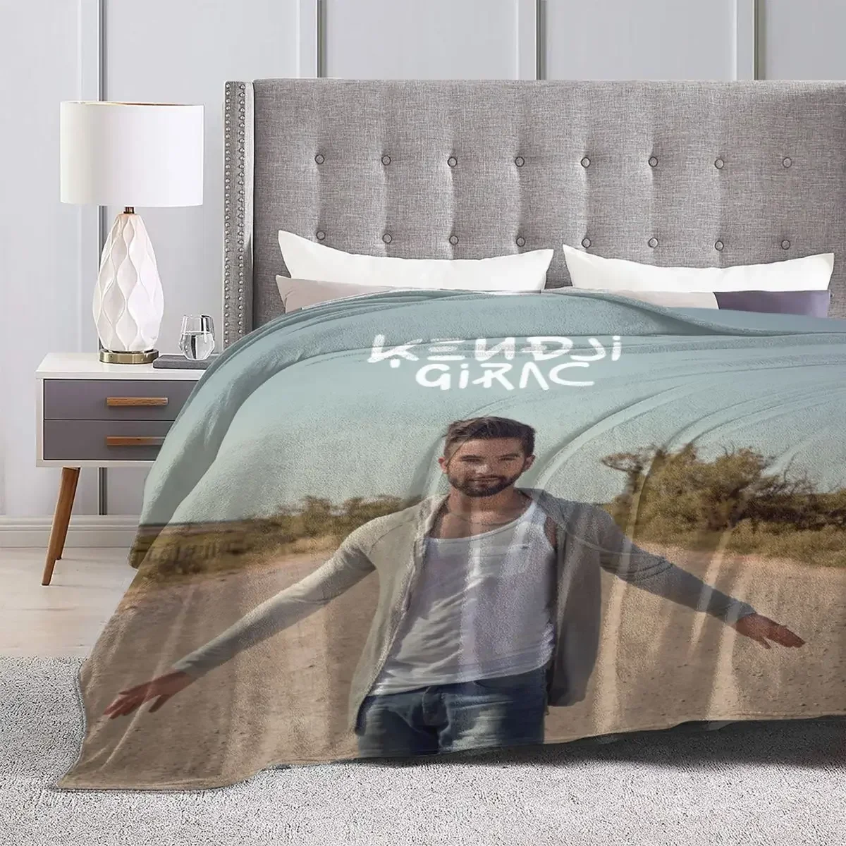 Soft Warm Blanket Travel Kendji Girac Throw Blanket Pop Music Singer Album Flannel Bedspread Bedroom Pattern Sofa Bed Cover