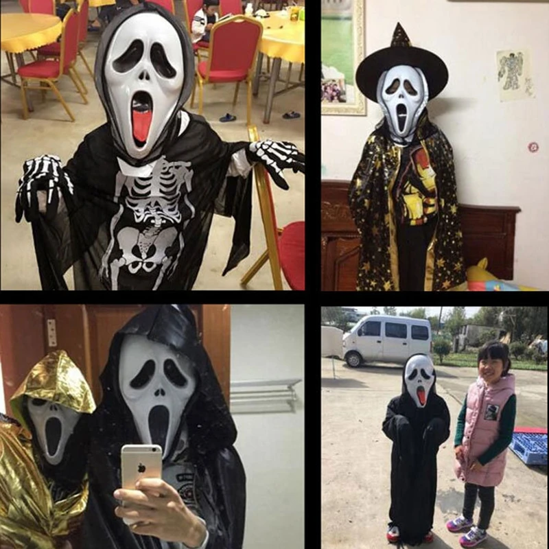 

Halloween Ghost Face Horror with Long Hair Mask Funny Mask Mischief with Hair Female Ghost Mask Roleplay MoMo Funny Toy Gifts