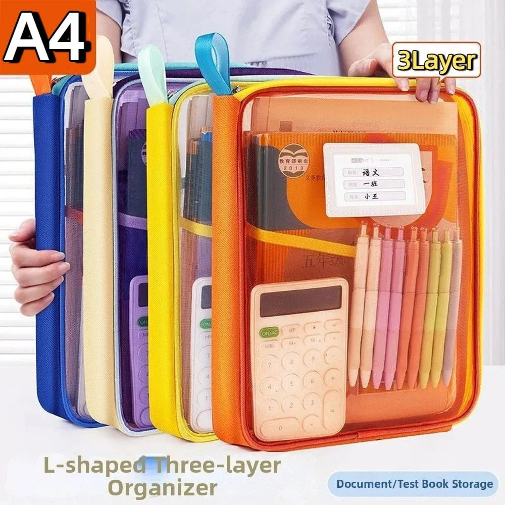 

Sorting Bag Dopamine Test Paper Storage Bag 3 Layer Visible Zipper Mesh Bags Thickened A4 File Folder Bag School Office Supplies